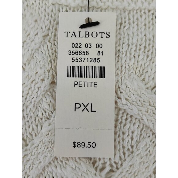 Talbots Women's White Linen Cotton Cable Knit Vest Sweater Size XL - Picture 6 of 8